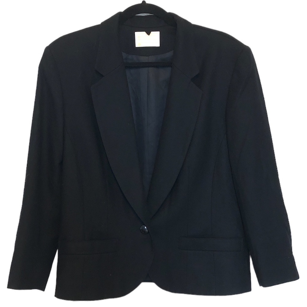 PENDLETON Blazer Women's 14 Black 100% Pure Virgin Wool Single Button VINTAGE